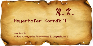 Mayerhofer Kornél névjegykártya